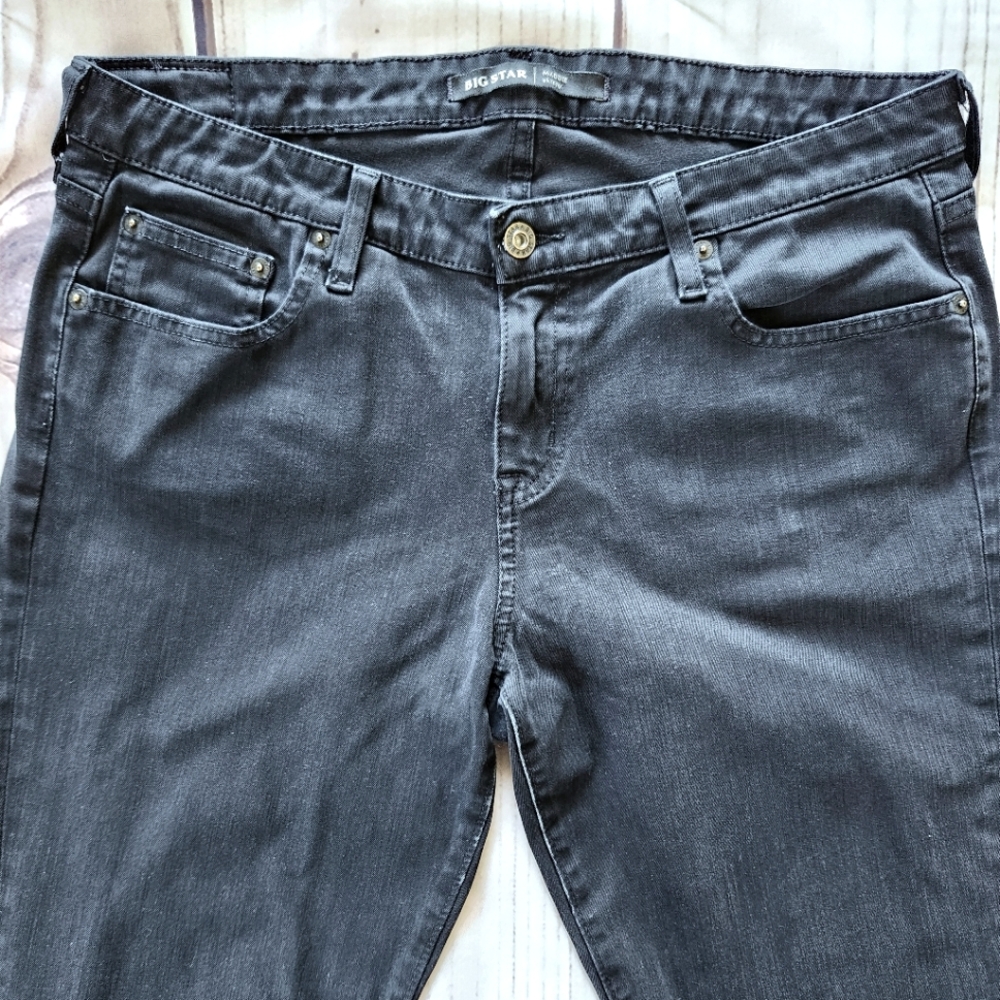Big Star "Maddie Skinny" Black Midrise Jeans Silver Thread Y2K | Women's Size 31 - Picture 3 of 10